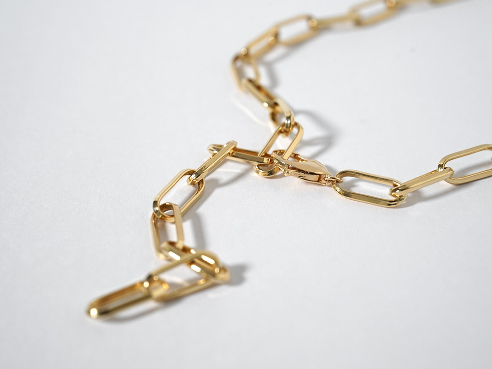 K18 クリップ ネックレスチェーン 5.4mm クリップチェーン メンズ