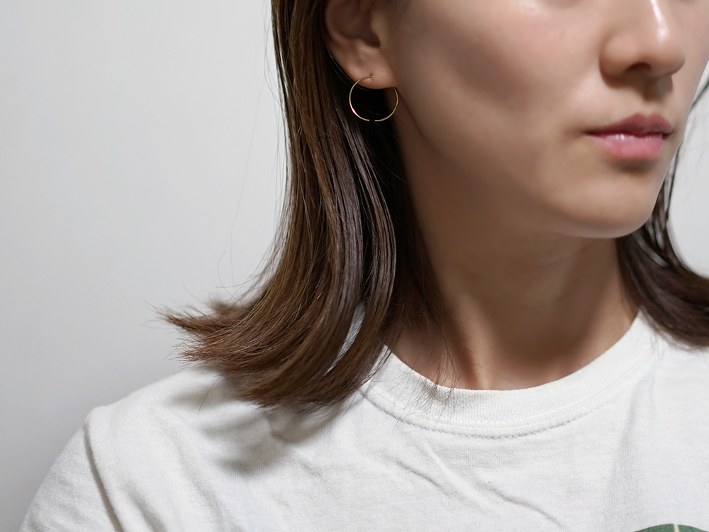 １８金ピアス２つセット ピアス 18k シンプル 18金ピアス k18 2連フープピアス風 地金