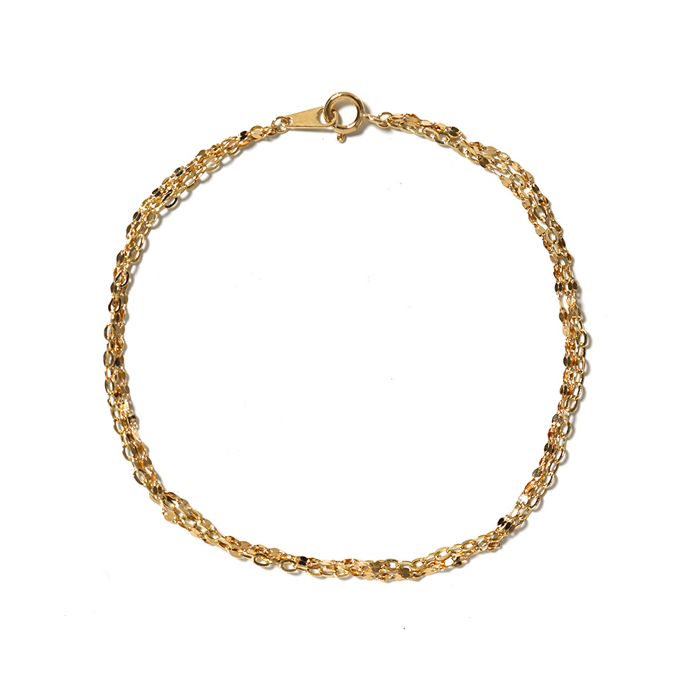 K18 トレス ブレスレット レディース アズキチェーン ペタルチェーン 3