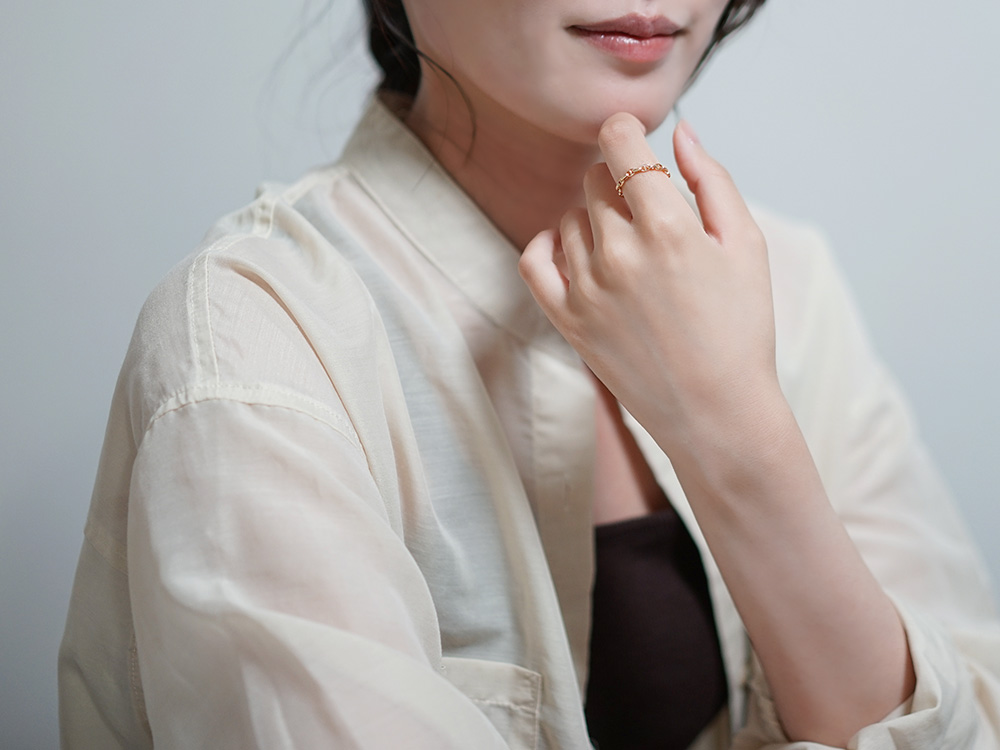 K18 スカル チェーンリング 2.6mm レディース メンズ 男性用 指輪