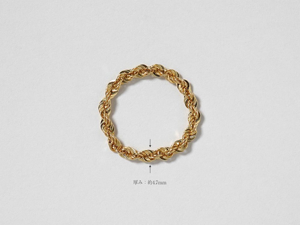 K18 ロープ チェーンリング 2.7mm レディース メンズ 指輪 ゴールド