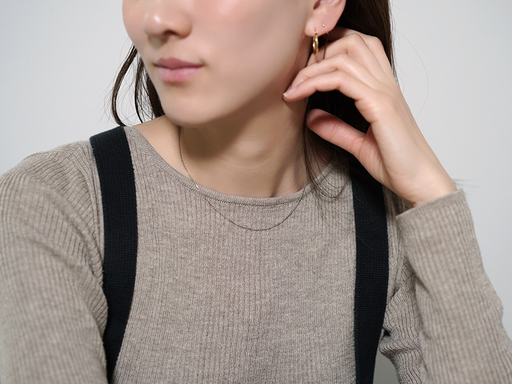 K18 バイカラー ピアットカットアズキ ネックレスチェーン 0.9mm