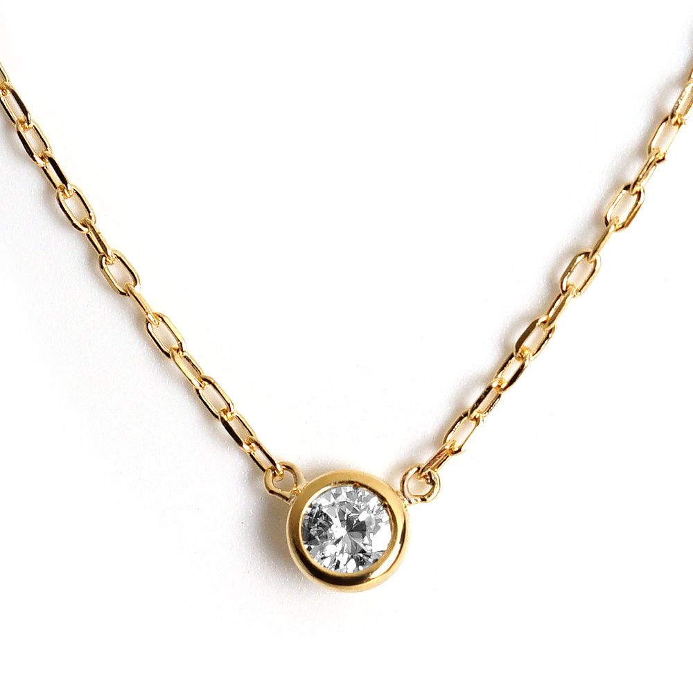 天然ダイヤモンド　ネックレス　極上品 K18 ダイヤモンド ネックレス 0.1ct The pavilion 一粒シンプル