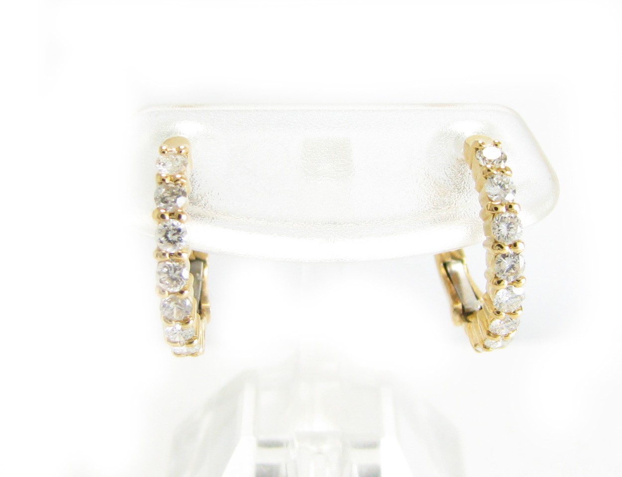 フープピアス ダイヤモンド 中折れ式 バネ入り K18 イエローゴールド