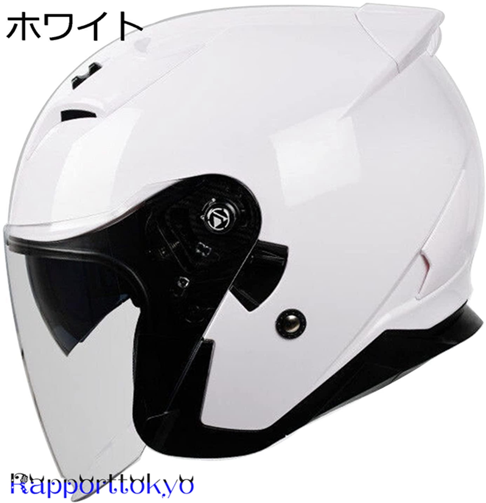 ハーフヘルメット バイクヘルメット ジェットヘルメット 原付 半帽ヘルメット メンズ レディース ダブルシールド オートバイ モトクロス 