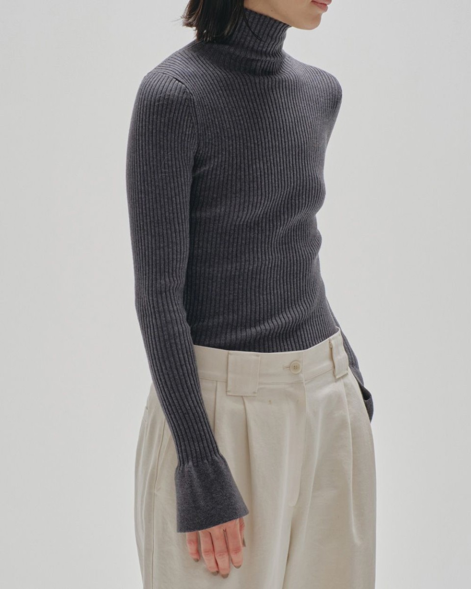 TODAYFUL グレー リブニット 長袖 F TODAYFUL (トゥデイフル）Flarecuffs Rib Knit 即日発送 : RAPTURE