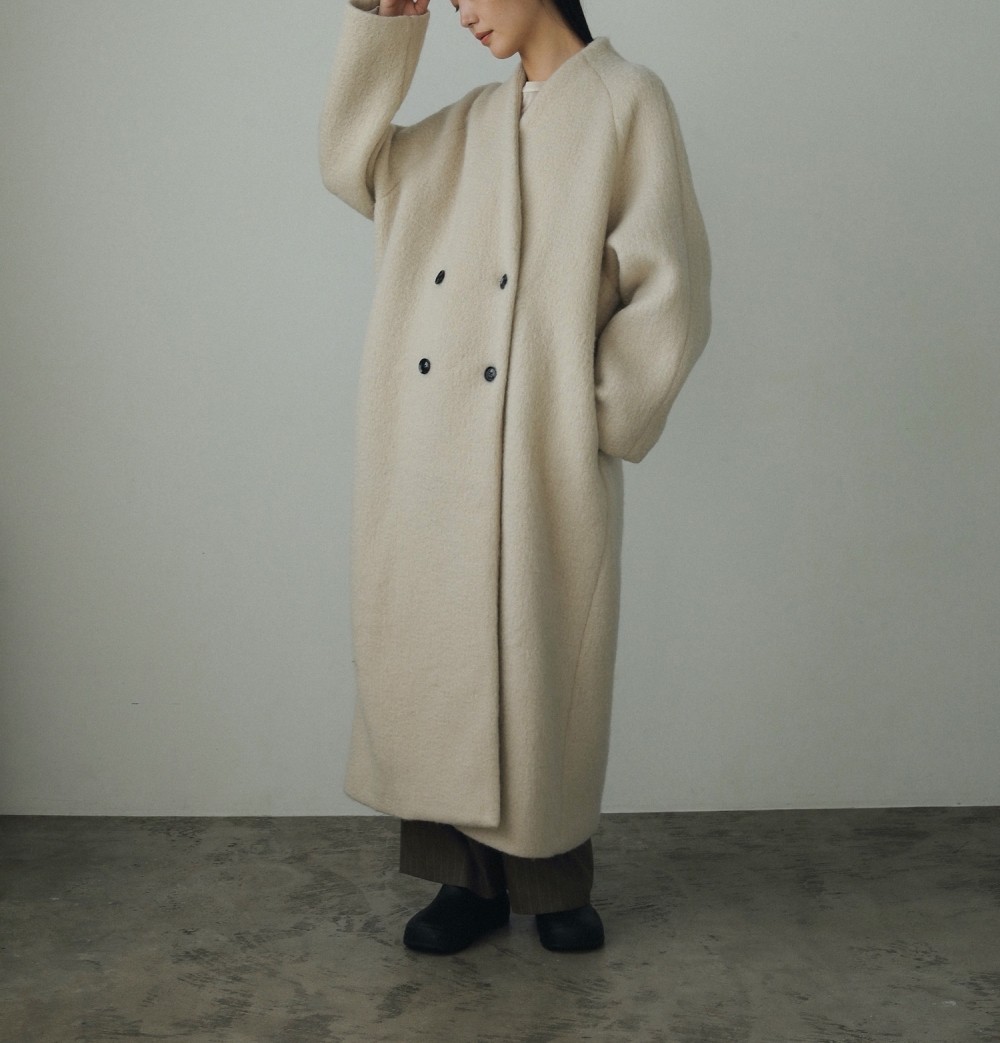 アンヌーク　Collarless Shaggy Coat 38 anuke SALE ANUKE (アンヌーク）Collarless Shaggy Coat 即日