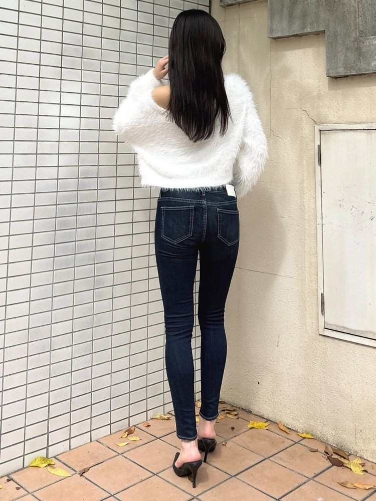2025人気特価 GYDA ジェイダ ハイウエストウエストクロススキニーデニムパンツ パンツ