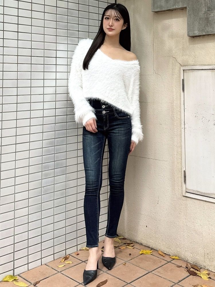 GYDA ハイウエストウエストクロススキニーデニムパンツ ジーンズ GYDA ジーンズ デニム デニムパンツ ハイウエストウエストクロス