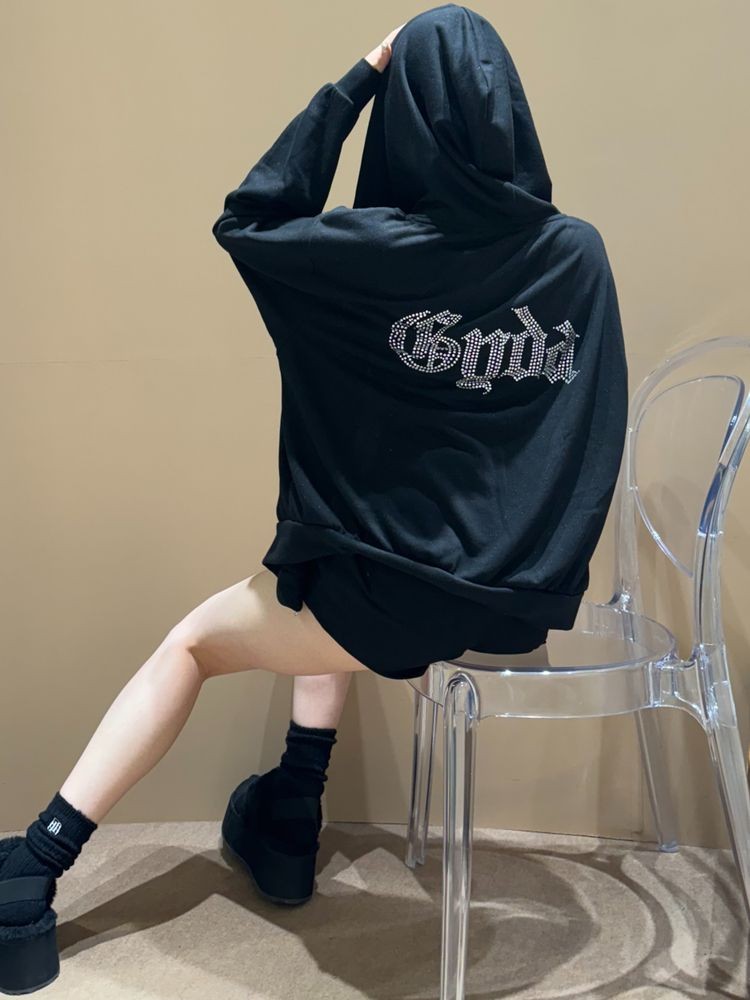 GYDA BACK GYDAラインストーンラメパーカー 即日発送 期間限定