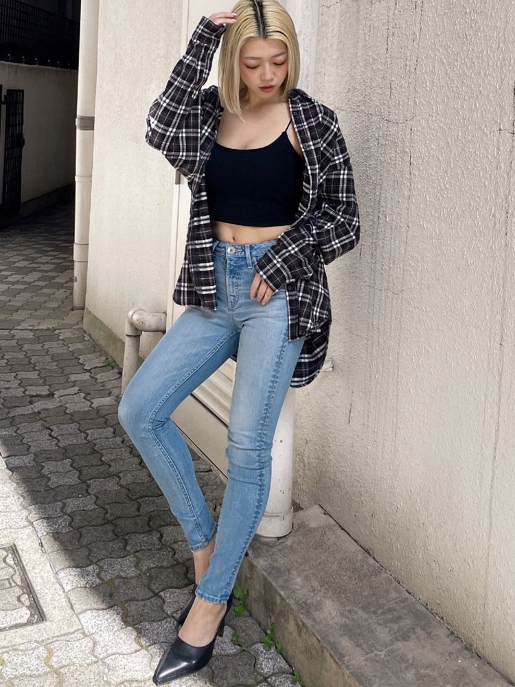 GYDA GYDA(ジェイダ）check fabric processing シャツ 即日発送