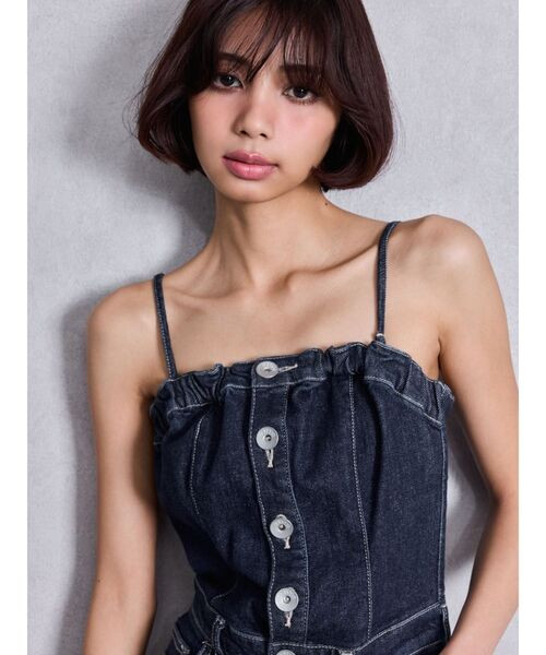 GYDA（ジェイダ） オールインワン BACKリボンデニムロンパース
