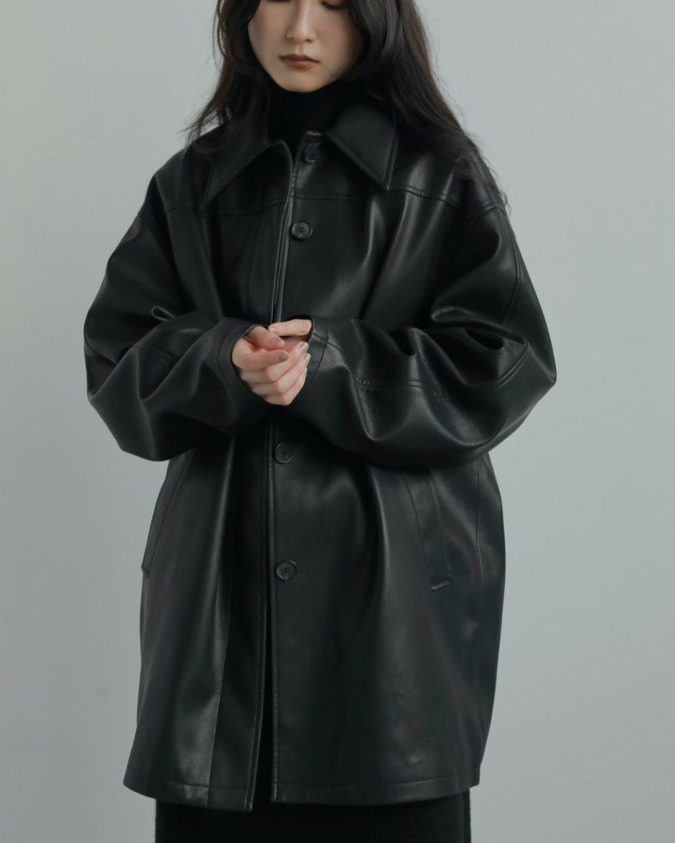 アンヌーク タグ付完売38 黒 Ecoleather Over Jacket anuke（アンヌーク） (アンヌーク）Ecoleather Over Jacket 即日発送