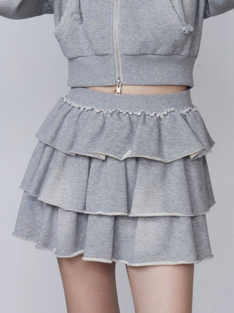 ♡グレー　M ミニスカートセットアップ GYDA EMODA EMODA（エモダ） スウェットティアードミニスカート 即納 : RAPTURE