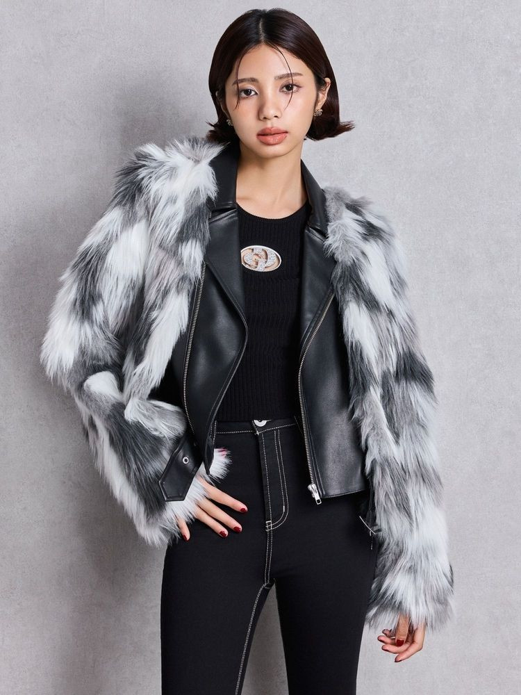 GYDA（ジェイダ） レイヤードエコファーライダースジャケット 即納