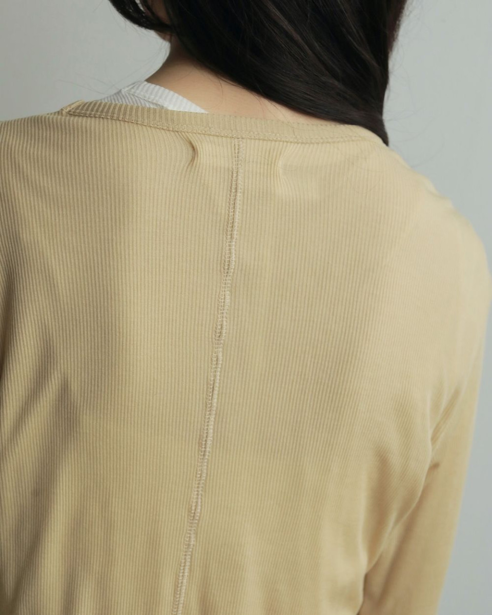 アンヌーク　anuke トップス　春　夏　美品　ベージュ　イエロー anuke（アンヌーク） SALE ANUKE Layered Sheer Long T-shirts 即日