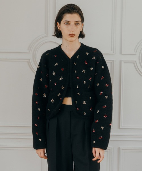 CREDONA（クレドナ） FLOWER EMBROIDERY KNIT JACKET 即納 : RAPTURE