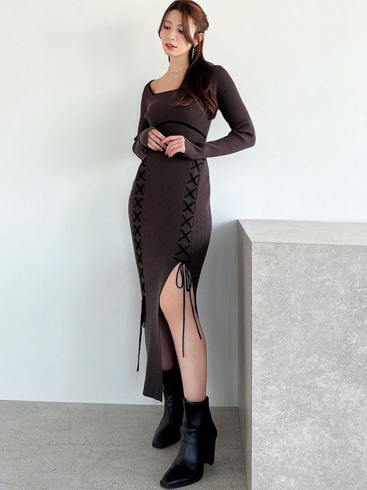 RESEXXY（リゼクシー） レースアップタイトニットワンピース 即日発送