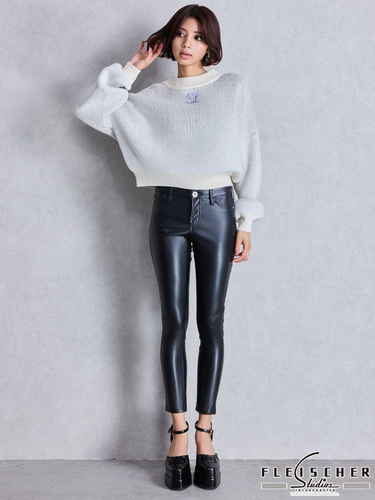 GYDA ブラック レザー風パンツ M 新品タグ付き ジェイダ GYDA ハイウエストBACKクロスフェイクレザーパンツ