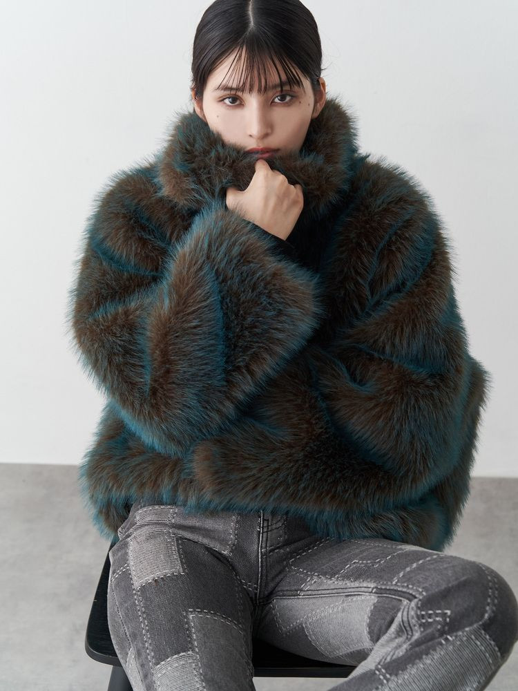 MURUA フェイク ファージャケット MURUA（ムルーア） ブルゾン アウター MIXフェイクファーブルゾン