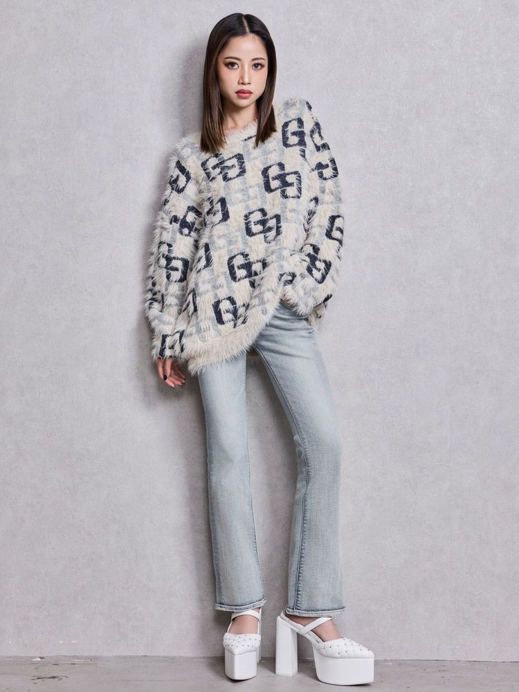 GYDA（ジェイダ） GG PATTERN MIXシャギーニットトップス 即日発送