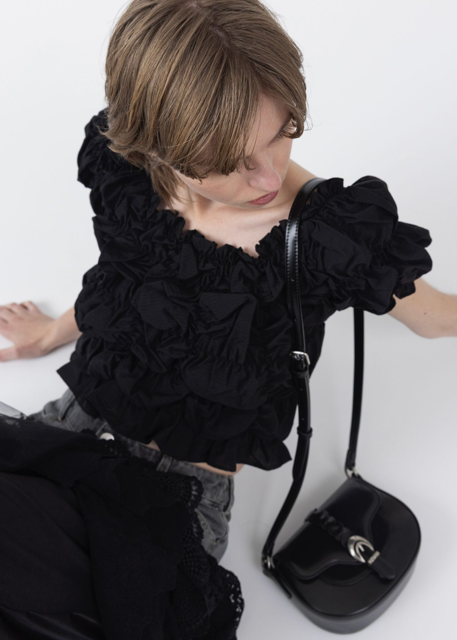 WILLFULLY（ウィルフリー） whip shirring stripe 2way tops 即日発送