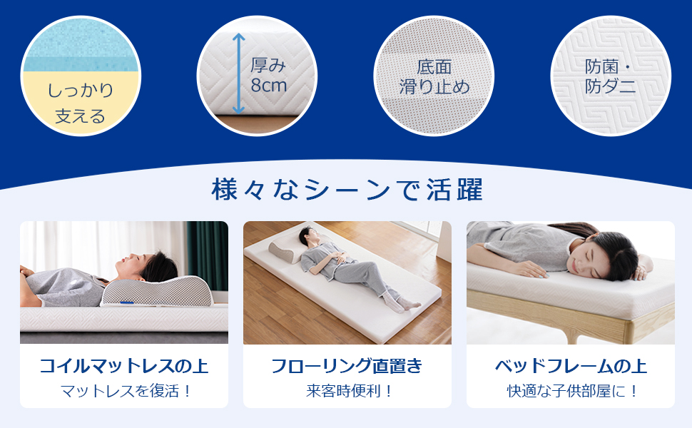 折りたたみマットレス 高反発 低反発 2層構造 8通リ使い 腰痛