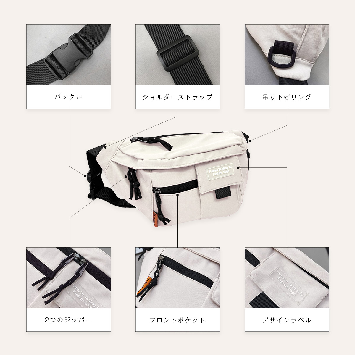 GISELLE ボディバッグ メンズ レディース 大容量 ウエストポーチ ワン