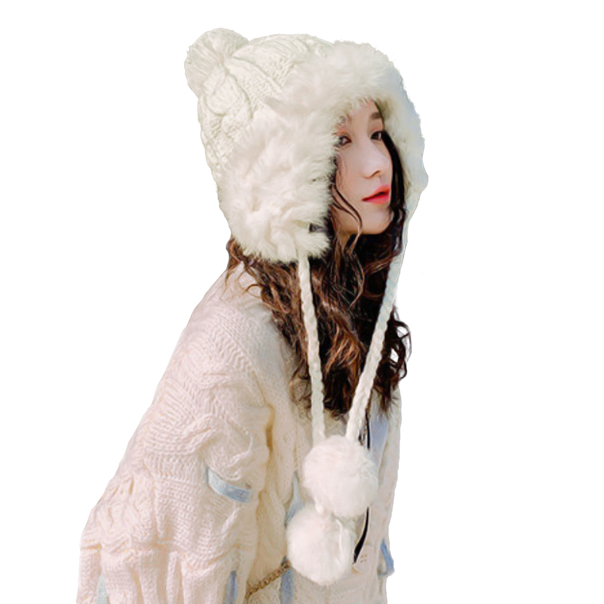 GISELLE ニット帽 レディース 耳当て ボンボン イヤーマフ フライト