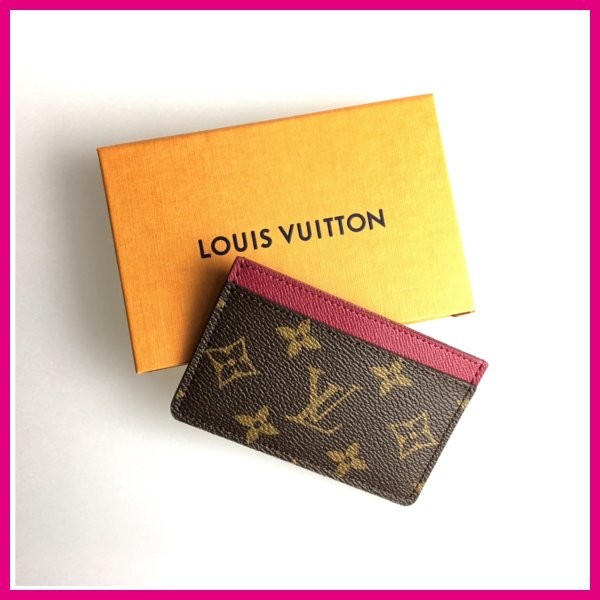 ルイヴィトン LOUIS VUITTON カードケース 名刺入れ 定期入れ パスケース フューシャ ローズピンク モノグラム ブラウン LV ロゴ