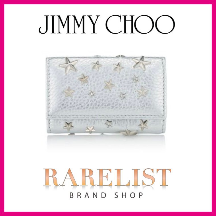 ジミーチュウ JIMMY CHOO キーケース キーホルダー シルバー レザー 本