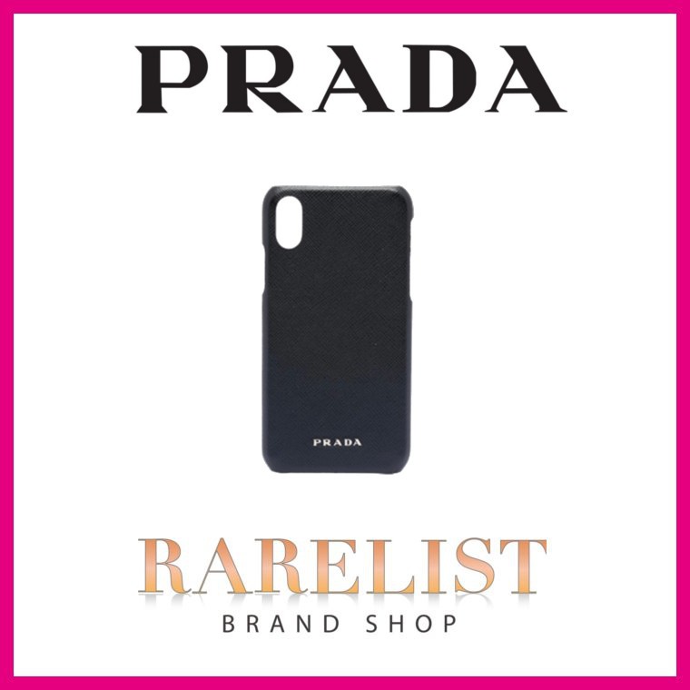 プラダ PRADA iPhoneケース アイフォン ブラック レザー iPhone X
