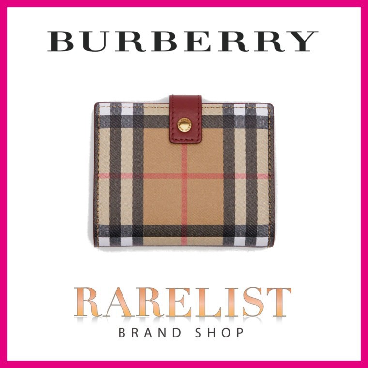 バーバリー BURBERRY 財布 小財布 二つ折り ベージュ クリムゾン