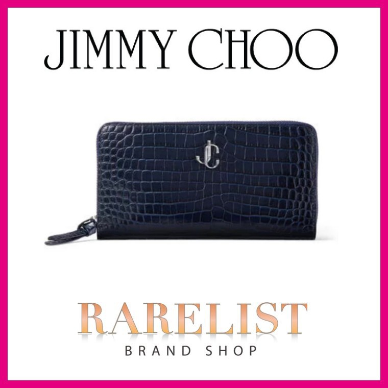 ジミーチュウ JIMMY CHOO 財布 長財布 ラウンドファスナー ネイビー