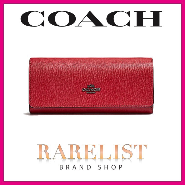 コーチ COACH 財布 長財布 レッド ガンメタル レザー : coach58307rd