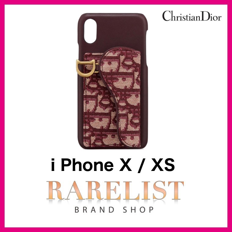クリスチャン ディオール Christian Dior iPhoneケース アイフォンケース スマホケース バーガンディ キャンバス iPhone X  XS テン テンエス