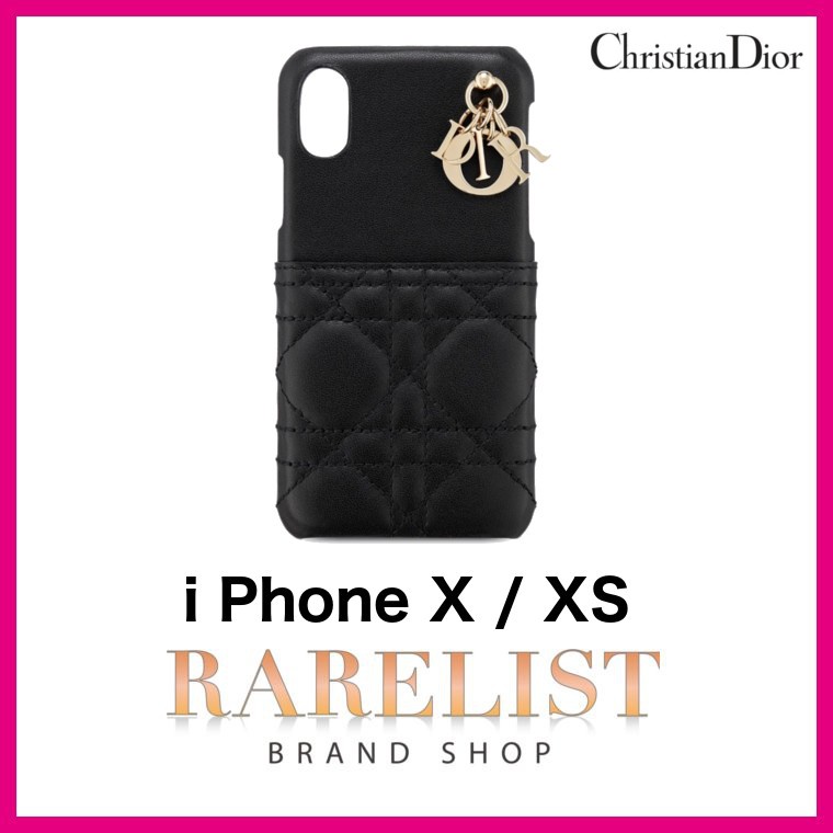 クリスチャン ディオール Christian Dior iPhoneケース アイフォンケース スマホケース ブラック ゴールド レザー iPhone  X XS テン テンエス