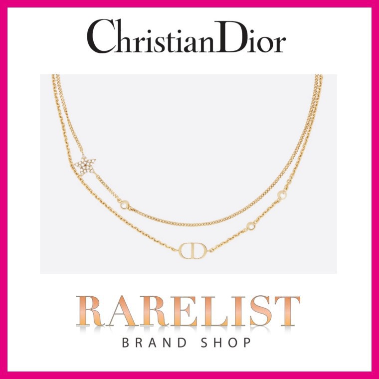 クリスチャンディオール ディオール Christian Dior ネックレス アクセサリー ゴールド ラインストーン クリスタル