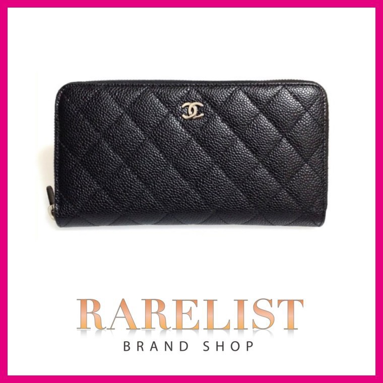 シャネル CHANEL 財布 長財布 ラウンドファスナー ブラック ボルドー 