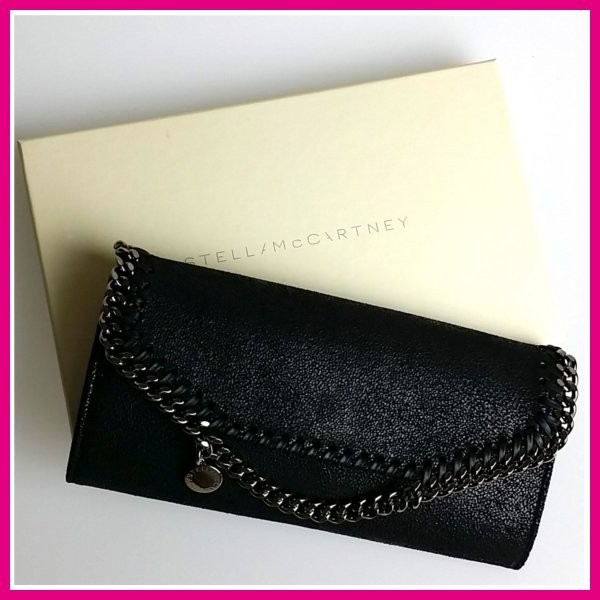 ステラ マッカートニー STELLA McCARTNEY 財布 長財布 フラップ 新作 ブラック シルバー エコレザー CONTINENTAL  WALLET ファラベラ 391835