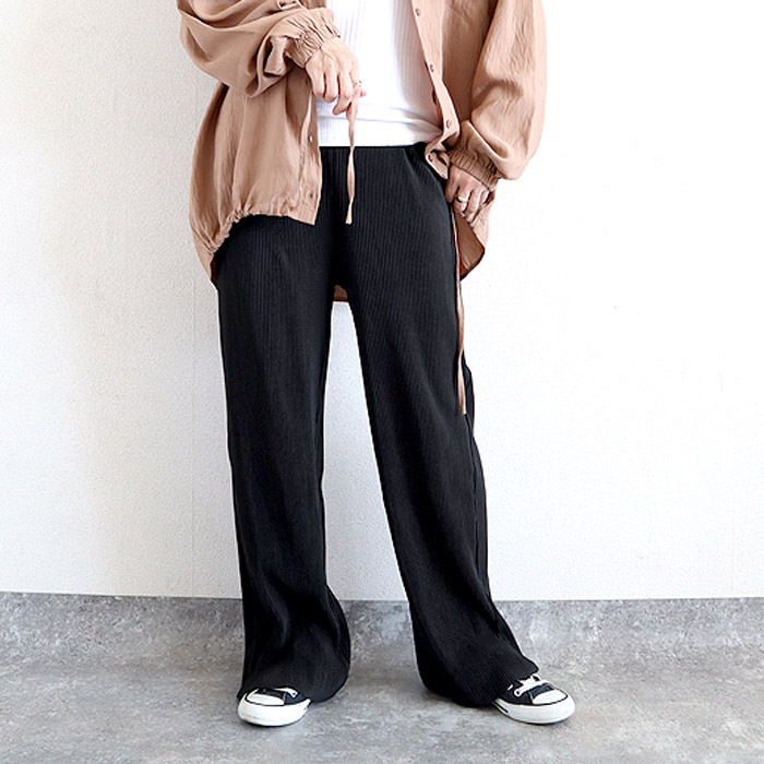 2392円 クーポンで！ パンツ ワイドパンツ ロング レディース 黒 春 夏 秋 冬 おしゃれ かわいい 30代 40代 50代 プリーツ ボトムス [郵3]^b304^ | uricca | 19