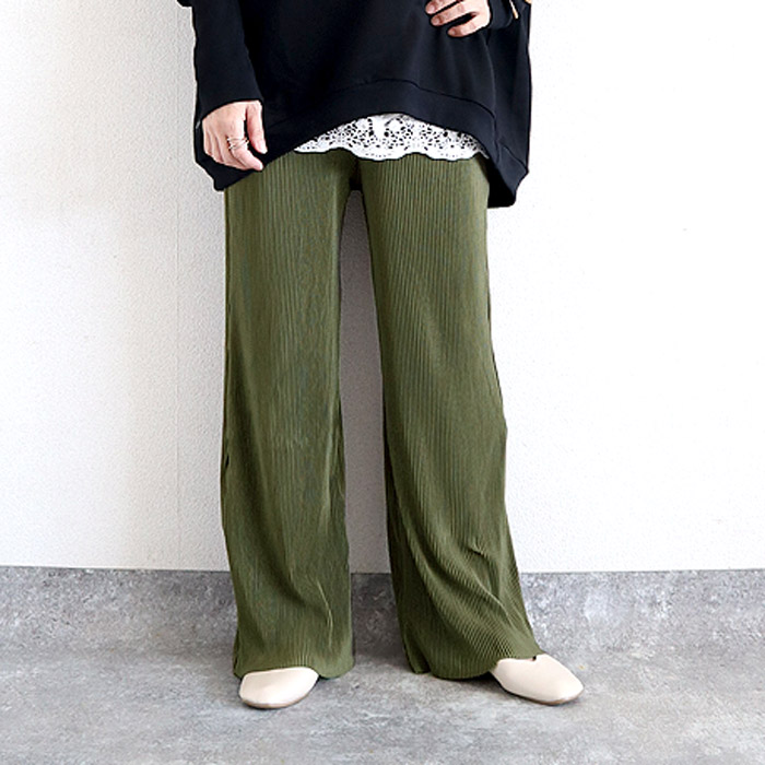 2392円 クーポンで！ パンツ ワイドパンツ ロング レディース 黒 春 夏 秋 冬 おしゃれ かわいい 30代 40代 50代 プリーツ ボトムス [郵3]^b304^ | uricca | 23