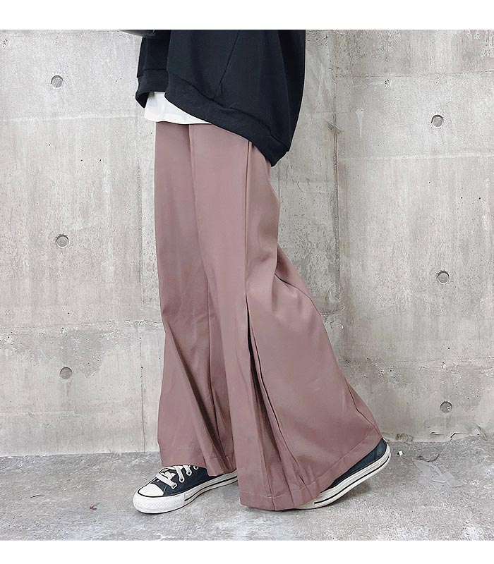 1611円 クーポンで！ フレアパンツ パンツ プリーツ タックデザイン レディース ボトムス (送料無料)[郵3]^b313^ | uricca | 24