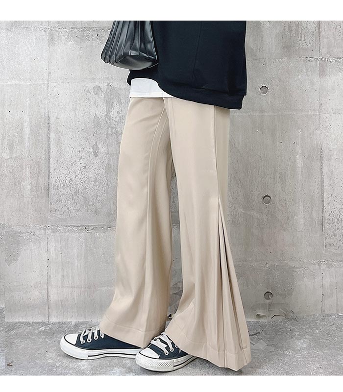 1611円 クーポンで！ フレアパンツ パンツ プリーツ タックデザイン レディース ボトムス (送料無料)[郵3]^b313^ | uricca | 18
