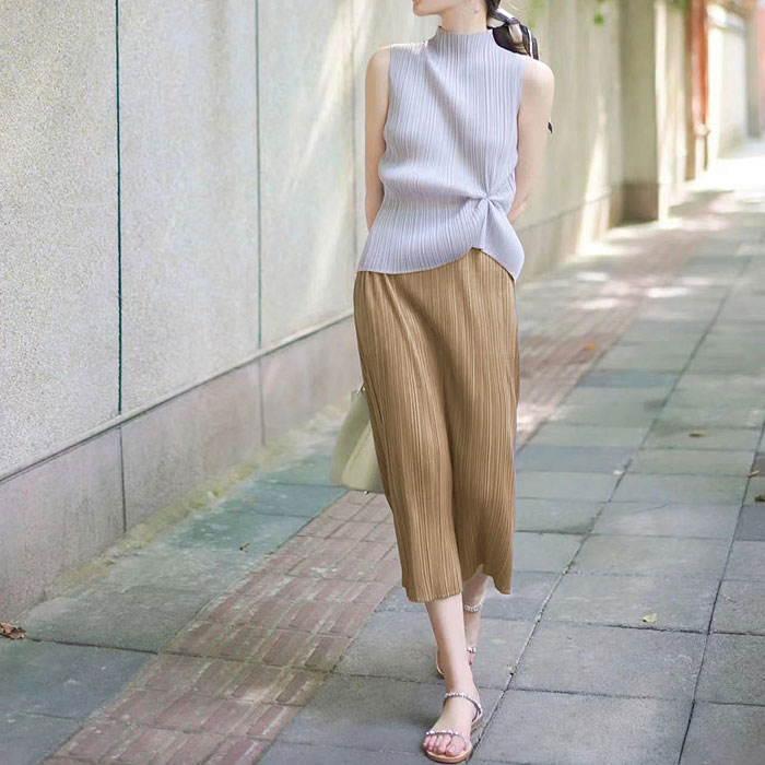 スカート レディース  春 夏 おしゃれ プリーツ タイト ミモレ丈 ウエストゴム ロング フェミニン [郵1]^b336^ | uricca | 09