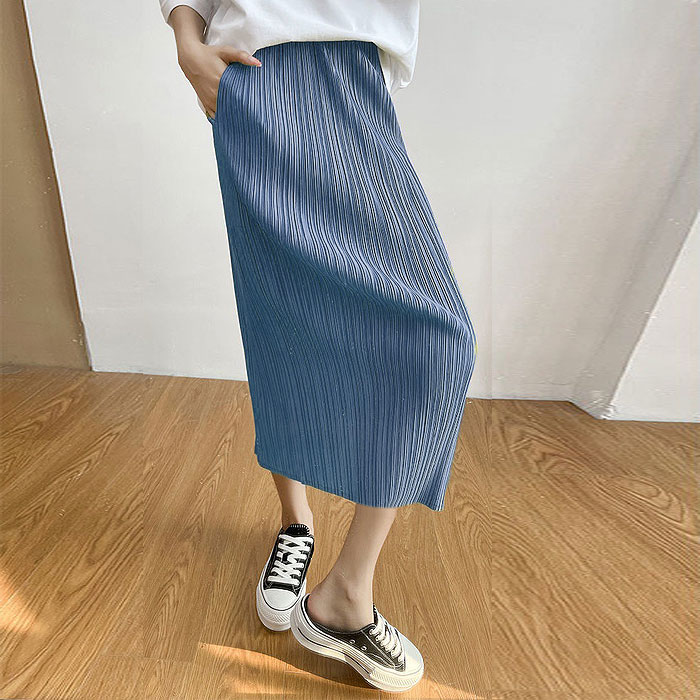 スカート レディース  春 夏 おしゃれ プリーツ タイト ミモレ丈 ウエストゴム ロング フェミニン [郵1]^b336^ | uricca | 11