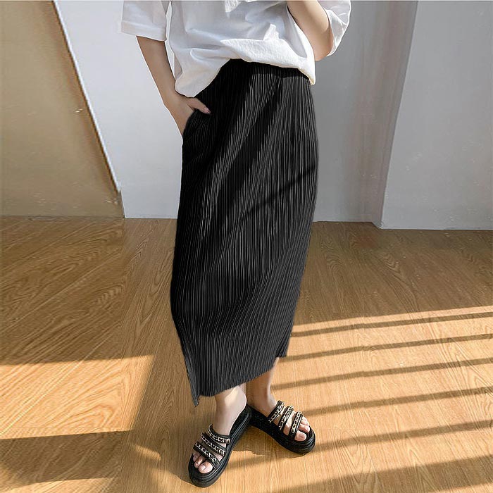 スカート レディース  春 夏 おしゃれ プリーツ タイト ミモレ丈 ウエストゴム ロング フェミニン [郵1]^b336^ | uricca | 13
