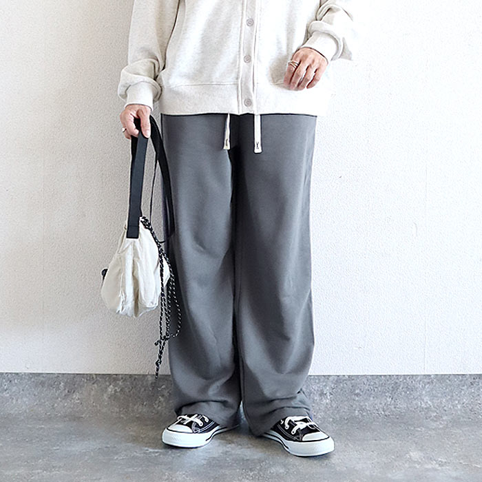 2691円 クーポンで！ パンツ ワイドパンツ ロング レディース 秋 冬 黒 白 おしゃれ 30代 40代 50代 スウェット ボトムス 大きいサイズ [郵3]^b387^ | uricca | 09