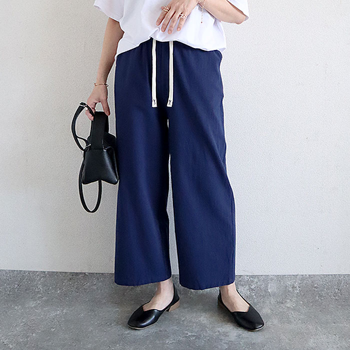 パンツ ワイドパンツ レディース 春 夏 黒 白 おしゃれ かわいい 30代 40代 50代 コットン 麻タッチ ボトムス 涼しい [郵3]^b392^ | uricca | 04