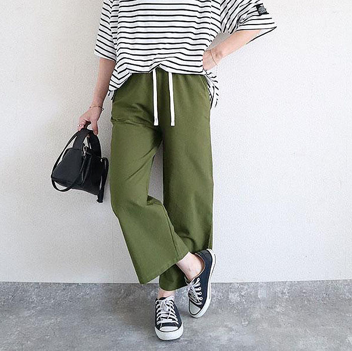 パンツ ワイドパンツ レディース 春 夏 黒 白 おしゃれ かわいい 30代 40代 50代 コットン 麻タッチ ボトムス 涼しい [郵3]^b392^ | uricca | 02